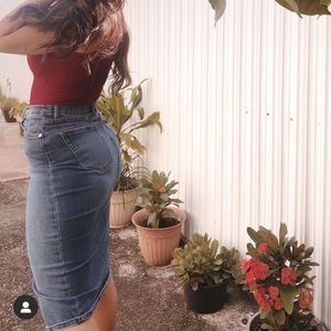 Zara denim midi skirt